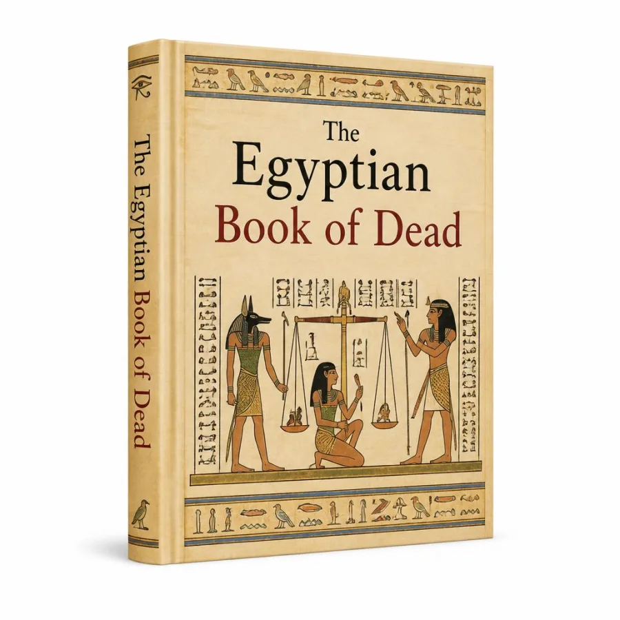 Capa de The Egyptian Book of Dead Vol. 1, edição ilustrada com cena da pesagem do coração